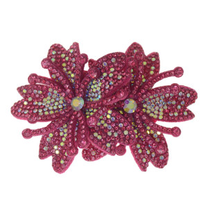 Cabedal Mavie, Duas Flores com Strass, Tecido, Pink Furtacor