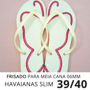 Sandálias Havaianas Slim, 39/40, Frisado para Meia Cana 06mm