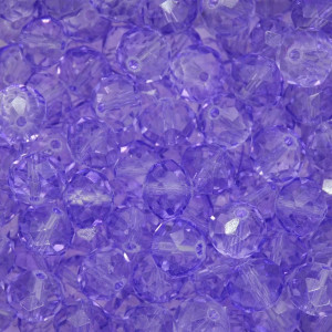 Cristal de Vidro, Rondel, 10mm, Lilás Transparente