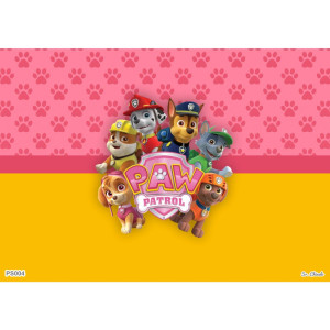 Estampa Sublimada, Patrulha Canina, Rosa/Amarelo