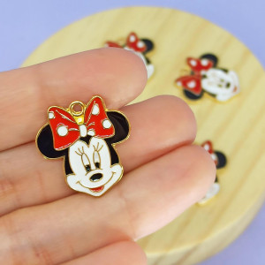 Pingente, Minnie, Ouro, Preto/Vermelho