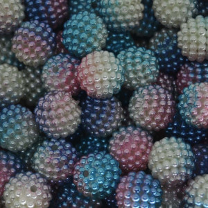 Pérola Craquelada Amora, 12mm, Mesclado Branco/Turquesa/Rosa Claro