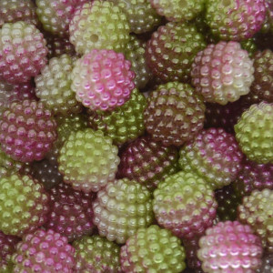 Pérola Craquelada Amora, 12mm, Mesclado Branco/Rosa/Verde