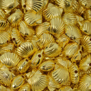 Concha ABS, 12mm x 10mm, Dourado Metalizado