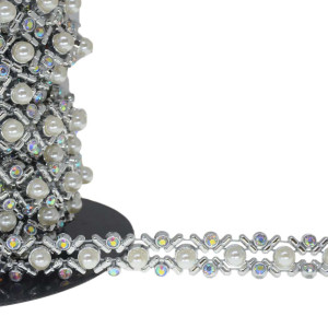 Aljofre de ABS Metalizado, 18mm, com Pérola, Prateado/Furtacor