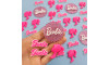 Aplique de Borracha, Palavra Barbie, Rosa/Branco