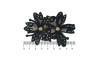Cabedal Mavie, Duas Flores com Strass, Tecido, Preto Furtacor