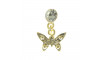 Piercing de Rebite com Pingente, Borboleta, Strass Cristal