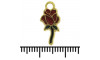 Pingente, Botão de Rosa, Ouro, Vermelho